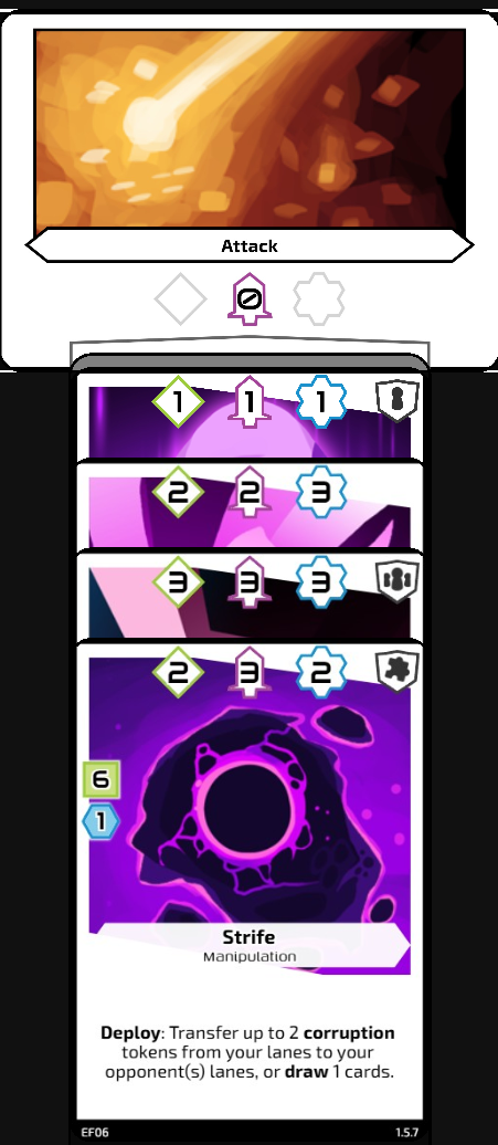 Example of cards stacked in a lane.